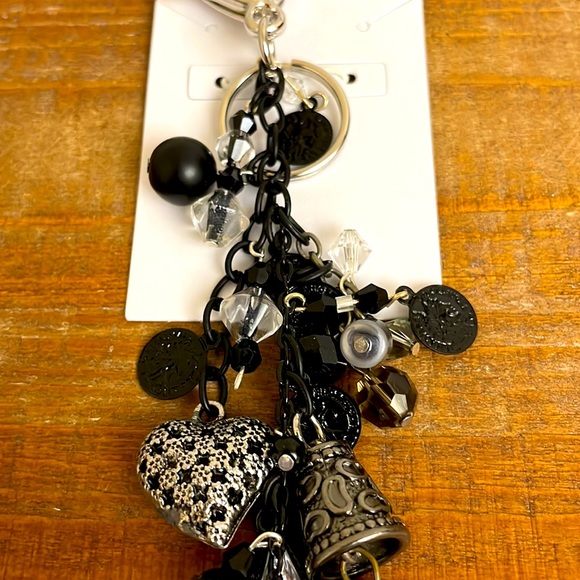 Black and White Crystal and Bead Purse Charm/Key Chain - Picture 3 of 5